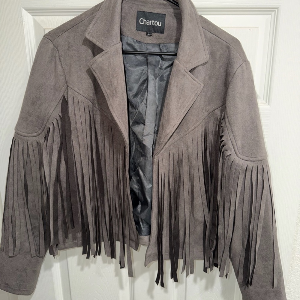 Women's Gray Fringe Jacket